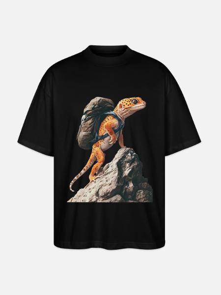 Leopardgecko - Stanley/Stella Oversized Unisex Bio T-Shirt Blaster 2.0 - Schwarz