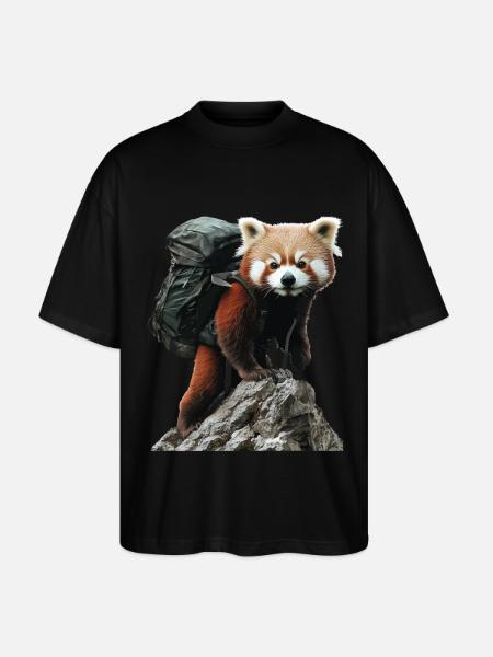 Roter Panda - Stanley/Stella Oversized Unisex Bio T-Shirt Blaster 2.0 - Schwarz