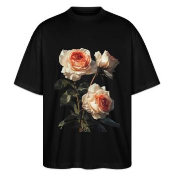 Rose - Stanley/Stella Oversized Unisex Bio T-Shirt Blaster 2.0 - Schwarz - Vorne - Alina (178cm) & Michal (187cm)