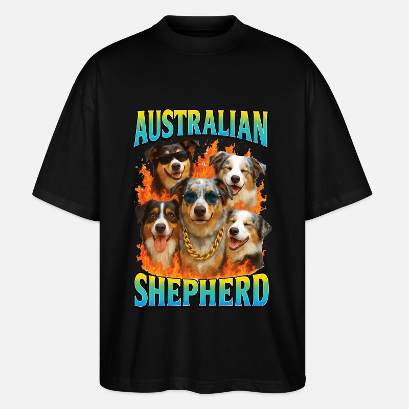 Australischer Schäferhund - Stanley/Stella Oversized Unisex Bio T-Shirt Blaster 2.0 - Schwarz