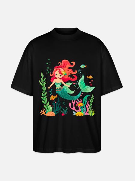 Mermaid, Half Human, Half Fish - Stanley/Stella Oversized Unisex Organic T-shirt Blaster 2.0 - black