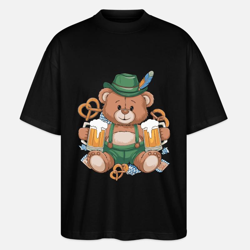 Bär Bier Bretzeln Bayern - Stanley/Stella Oversized Unisex Bio T-Shirt Blaster 2.0 - Schwarz