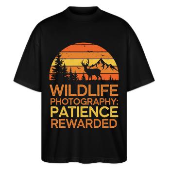 Photographie animalière Photographie de nature Photographie - T-shirt bio Blaster 2.0 coupe oversize Stanley/Stella Unisexe - noir - Devant - Alina (178cm) & Michal (187cm)