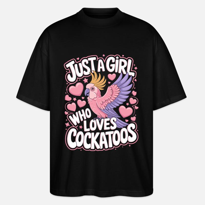 cacatoès perroquet fille disant - T-shirt bio Blaster 2.0 coupe oversize Stanley/Stella Unisexe - noir