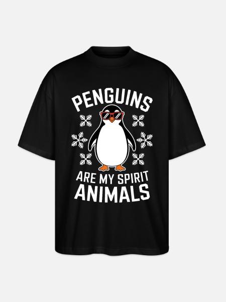 Penguin Saying Funny Penguins Gift - Stanley/Stella Oversized Unisex Organic T-shirt Blaster 2.0 - black