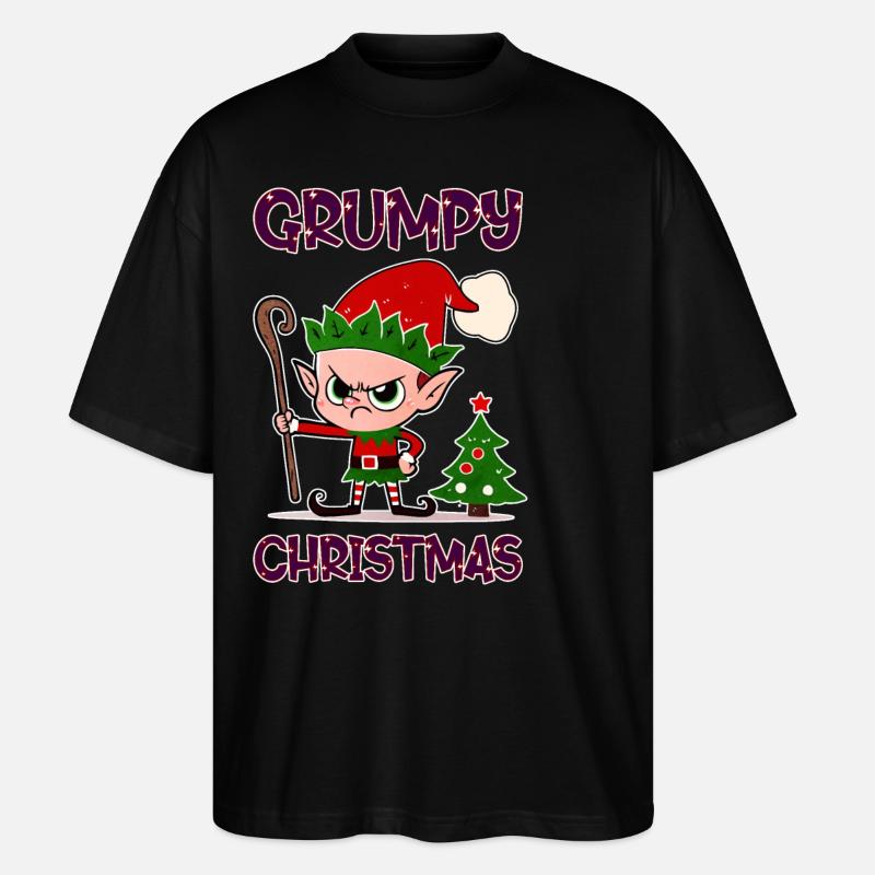 Grumpy Christmas Elf - Stanley/Stella Oversized Unisex Organic T-shirt Blaster 2.0 - black