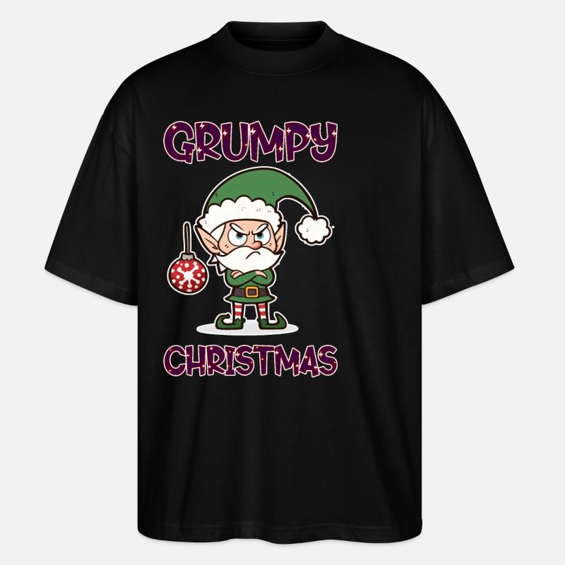 Grumpy Christmas Elf - Stanley/Stella Oversized Unisex Organic T-shirt Blaster 2.0 - black