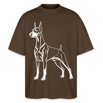 Doberman Lineart - Stanley/Stella Oversized Unisex Organic T-shirt Blaster 2.0 - mocha - Front - Alina (178cm) & Michal (187cm)