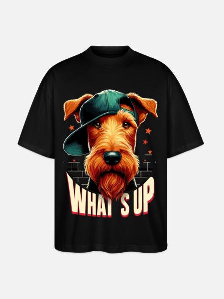 Irish Terrier What's Up Gangsta Dog Gift - Stanley/Stella Oversized Unisex Organic T-shirt Blaster 2.0 - black