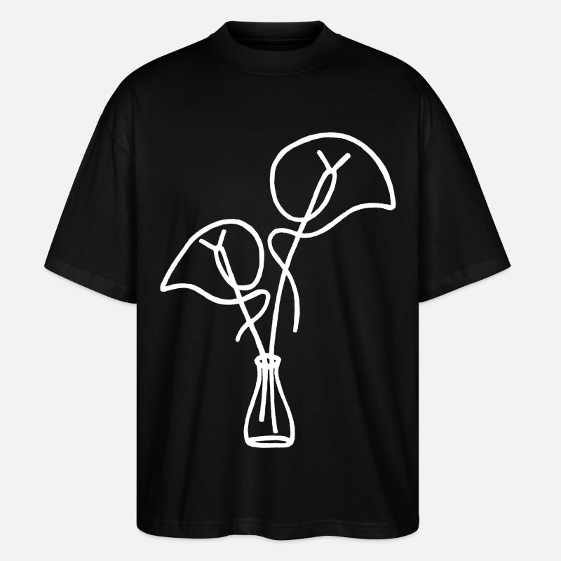 esquisse fleurale blanche - T-shirt bio Blaster 2.0 coupe oversize Stanley/Stella Unisexe - noir