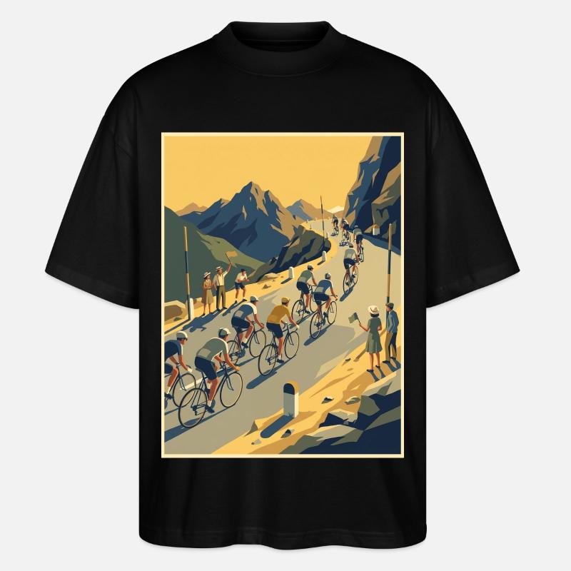 Bergaufstieg – Radfahrer-Erinnerung - Stanley/Stella Oversized Unisex Bio T-Shirt Blaster 2.0 - Schwarz