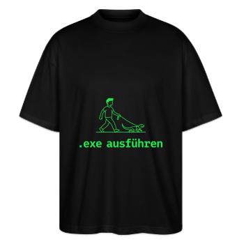 Exe ausführen Informatic Programming Geschenk - Stanley/Stella Oversized Unisex Bio T-Shirt Blaster 2.0 - Schwarz - Vorne - Alina (178cm) & Michal (187cm)