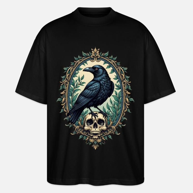 Rabe mit Totenkopf - Stanley/Stella Oversized Unisex Bio T-Shirt Blaster 2.0 - Schwarz