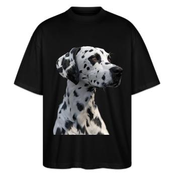 Dalmatiner - Stanley/Stella Oversized Unisex Bio T-Shirt Blaster 2.0 - Schwarz - Vorne - Alina (178cm) & Michal (187cm)