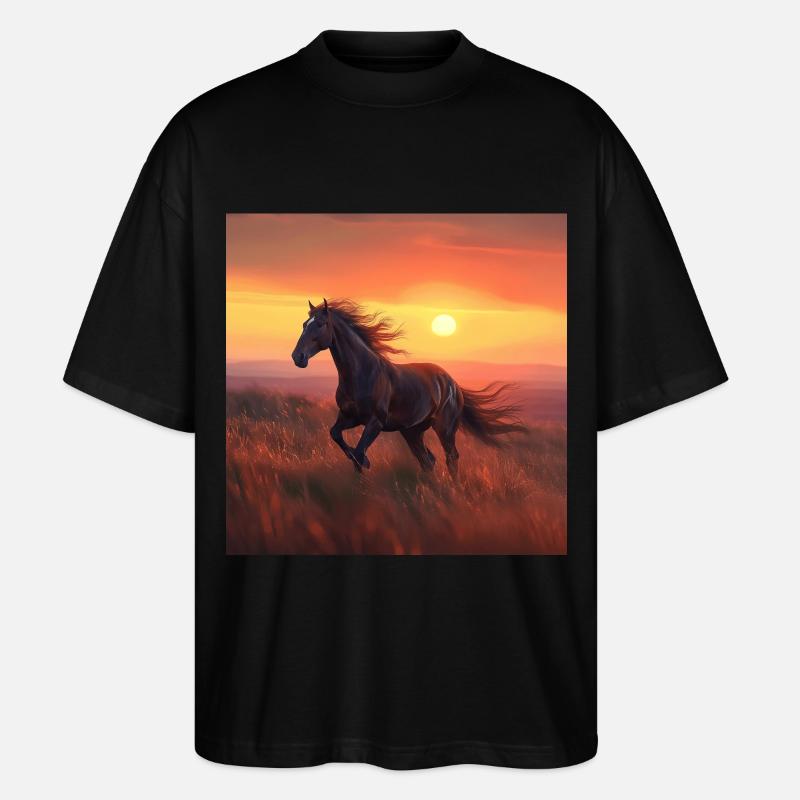 Pferd - Stanley/Stella Oversized Unisex Bio T-Shirt Blaster 2.0 - Schwarz