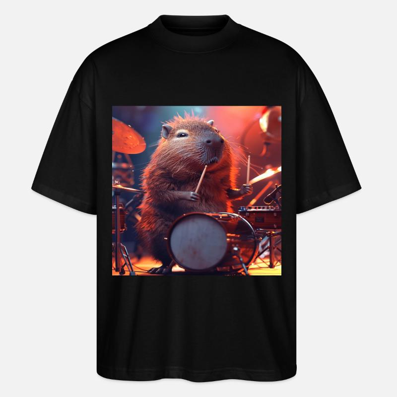 Capybara - T-shirt bio Blaster 2.0 coupe oversize Stanley/Stella Unisexe - noir