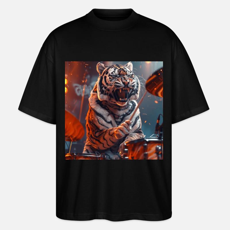 Tiger - Stanley/Stella Oversized Unisex Bio T-Shirt Blaster 2.0 - Schwarz
