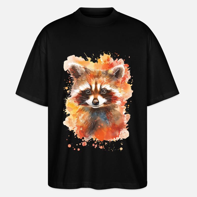 Waschbär - Stanley/Stella Oversized Unisex Bio T-Shirt Blaster 2.0 - Schwarz