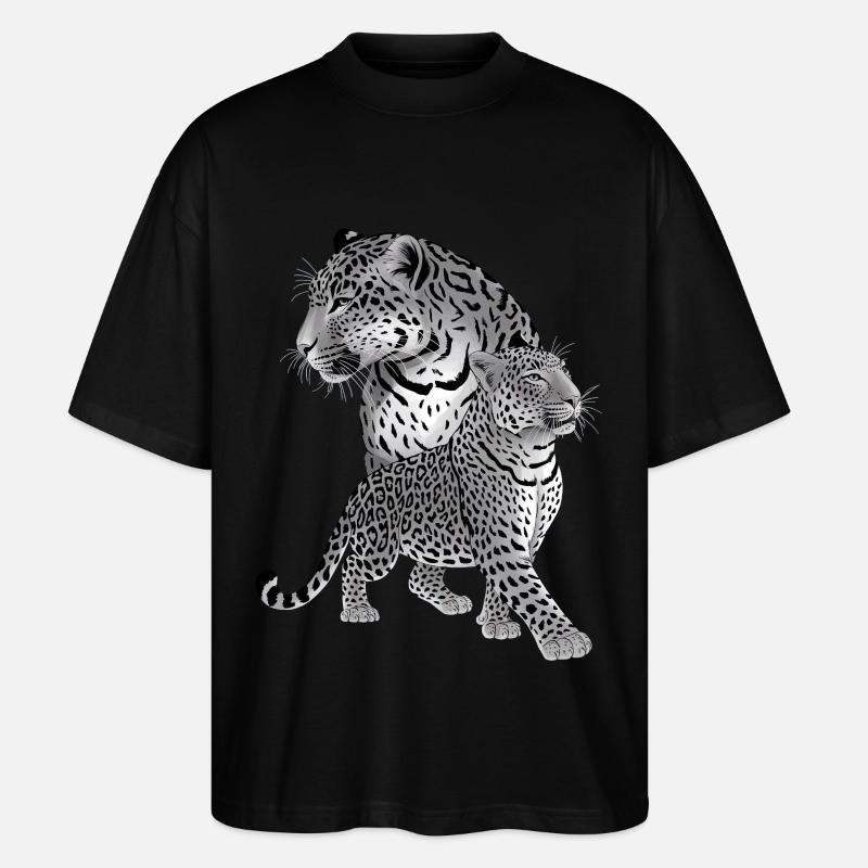 Leopard - Stanley/Stella Oversized Unisex Bio T-Shirt Blaster 2.0 - Schwarz