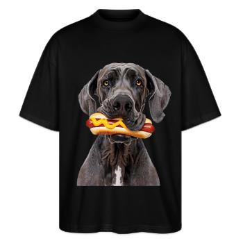 Deutsche Dogge - Stanley/Stella Oversized Unisex Bio T-Shirt Blaster 2.0 - Schwarz - Vorne - Alina (178cm) & Michal (187cm)