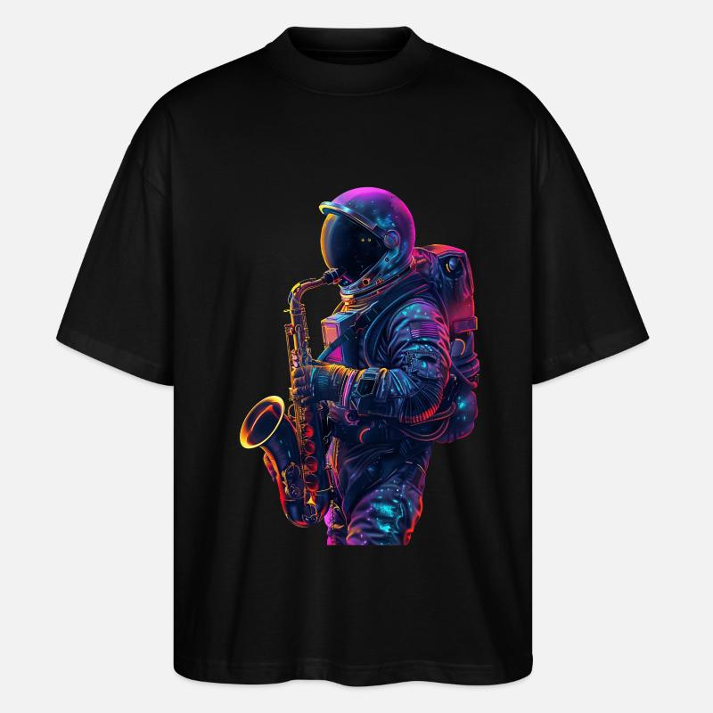 Saxophone astronaute - T-shirt bio Blaster 2.0 coupe oversize Stanley/Stella Unisexe - noir