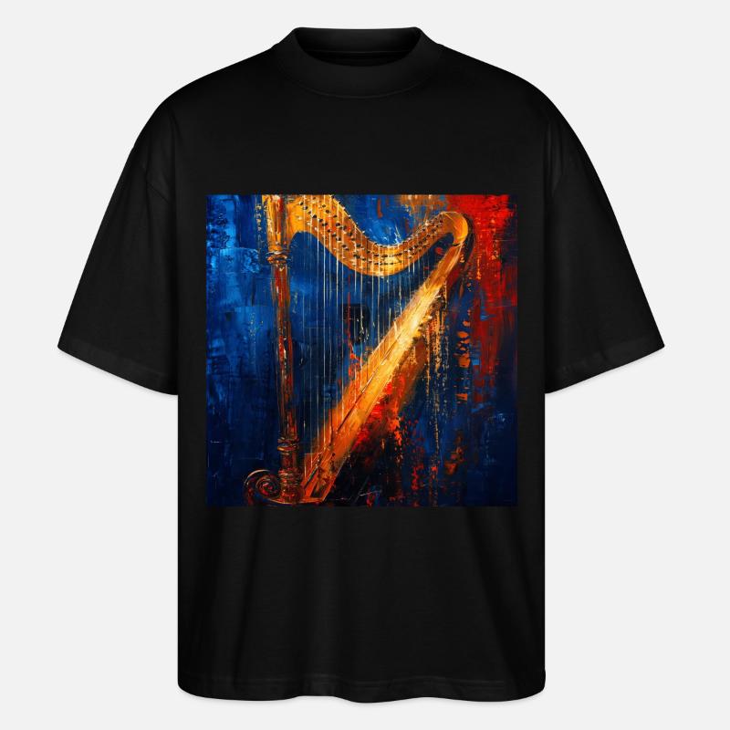 Harfe - Stanley/Stella Oversized Unisex Bio T-Shirt Blaster 2.0 - Schwarz