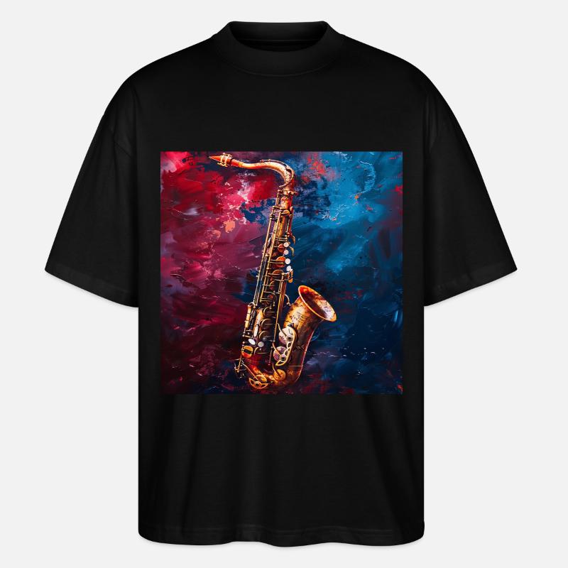 Saxophon - Stanley/Stella Oversized Unisex Bio T-Shirt Blaster 2.0 - Schwarz