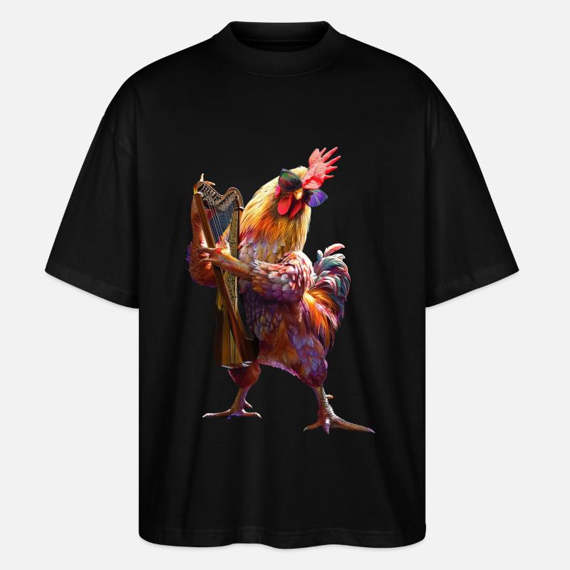 Hahn Harfe - Stanley/Stella Oversized Unisex Bio T-Shirt Blaster 2.0 - Schwarz