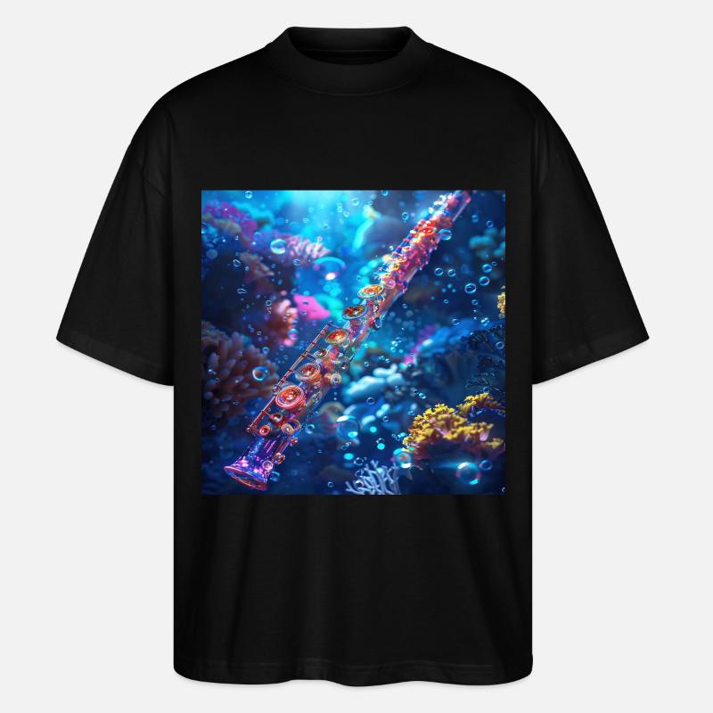 Querflöte - Stanley/Stella Oversized Unisex Bio T-Shirt Blaster 2.0 - Schwarz