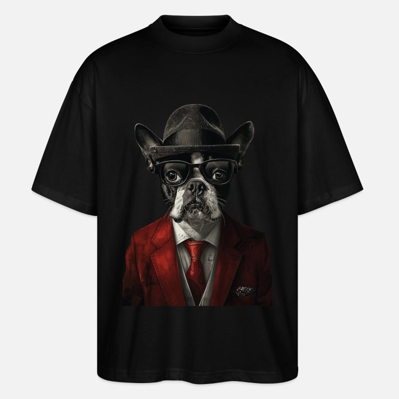 Boston Terrier - Stanley/Stella Oversized Unisex Bio T-Shirt Blaster 2.0 - Schwarz