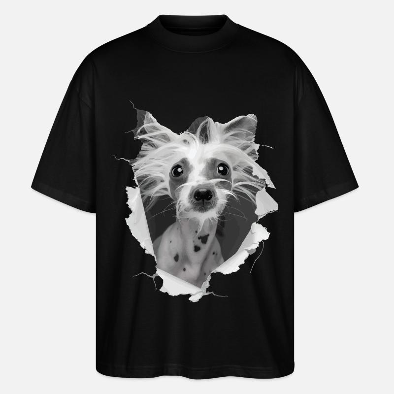 Chinesischer Schopfhund - Stanley/Stella Oversized Unisex Bio T-Shirt Blaster 2.0 - Schwarz