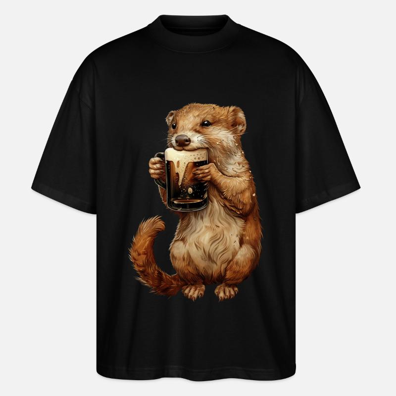 Hermelin Bier - Stanley/Stella Oversized Unisex Bio T-Shirt Blaster 2.0 - Schwarz
