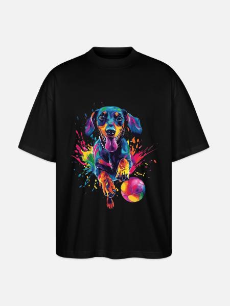Dackel - Stanley/Stella Oversized Unisex Bio T-Shirt Blaster 2.0 - Schwarz