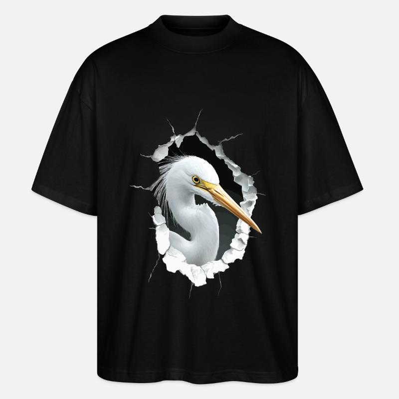 Reiher Vogel - Stanley/Stella Oversized Unisex Bio T-Shirt Blaster 2.0 - Schwarz