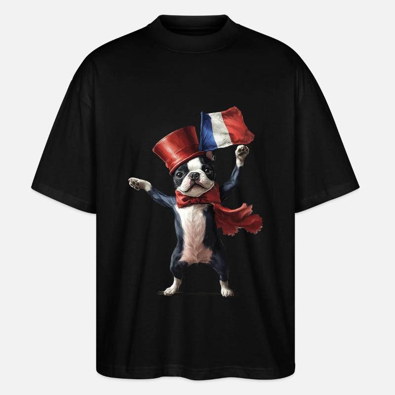 Boston Terrier - Stanley/Stella Oversized Unisex Bio T-Shirt Blaster 2.0 - Schwarz
