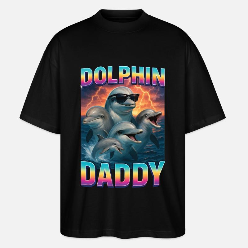 Delphin Papa - Stanley/Stella Oversized Unisex Bio T-Shirt Blaster 2.0 - Schwarz