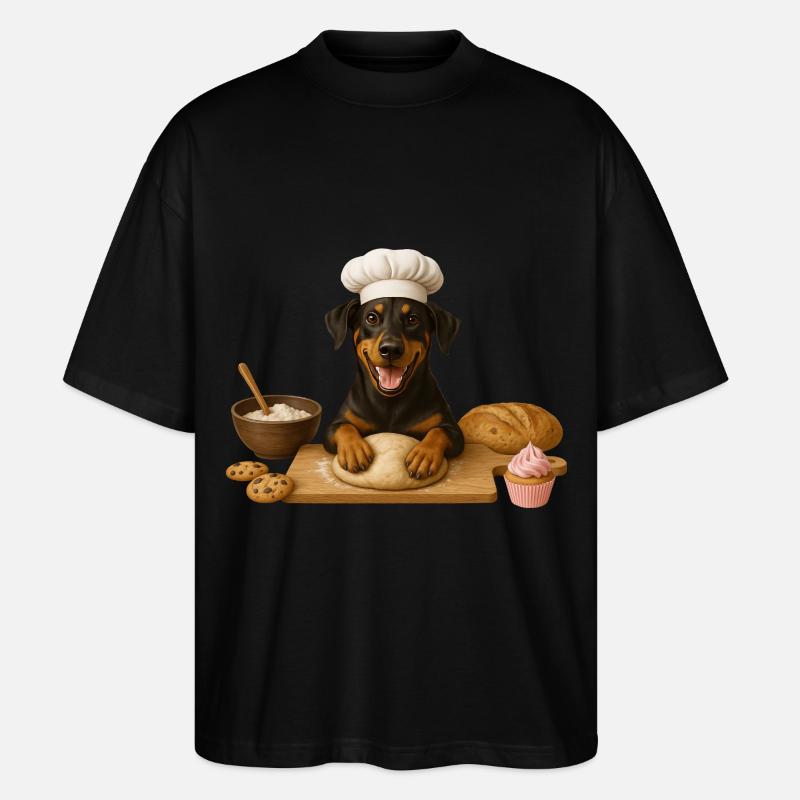 Dobermann Backen Kuchen Kekse - Stanley/Stella Oversized Unisex Bio T-Shirt Blaster 2.0 - Schwarz