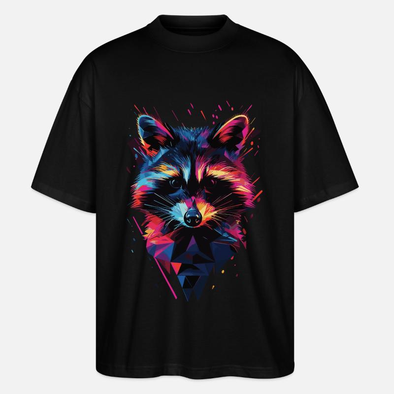 Waschbär - Stanley/Stella Oversized Unisex Bio T-Shirt Blaster 2.0 - Schwarz