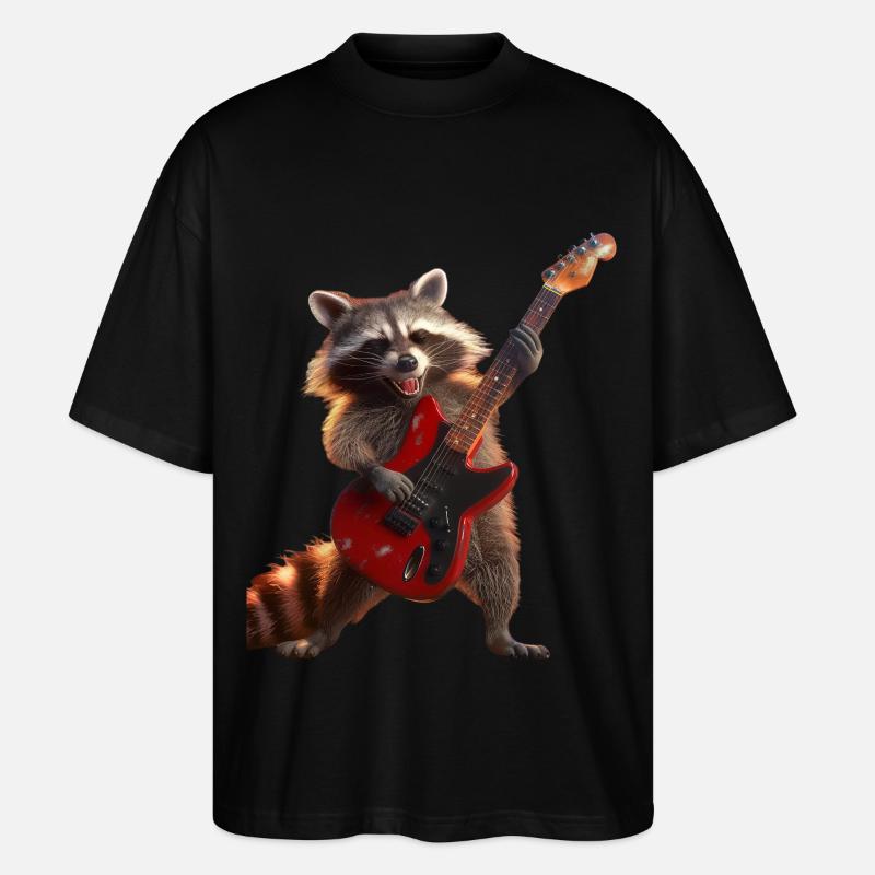 Waschbär - Stanley/Stella Oversized Unisex Bio T-Shirt Blaster 2.0 - Schwarz