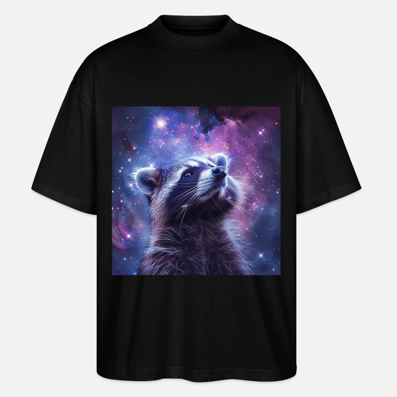 Waschbär - Stanley/Stella Oversized Unisex Bio T-Shirt Blaster 2.0 - Schwarz