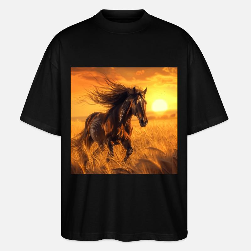 Pferd - Stanley/Stella Oversized Unisex Bio T-Shirt Blaster 2.0 - Schwarz