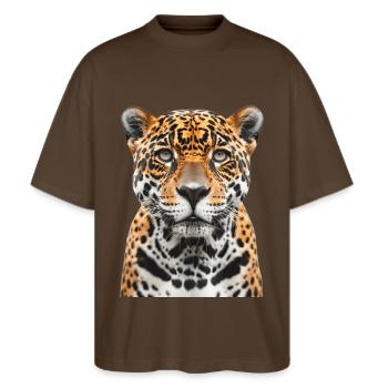Jaguar - Stanley/Stella Oversized Unisex Organic T-shirt Blaster 2.0 - mocha - Front - Alina (178cm) & Michal (187cm)