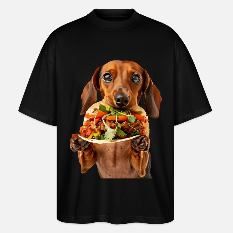 Dachshund - Stanley/Stella Oversized Unisex Bio T-Shirt Blaster 2.0 - Schwarz