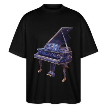 Piano - T-shirt bio Blaster 2.0 coupe oversize Stanley/Stella Unisexe - noir - Devant - Alina (178cm) & Michal (187cm)