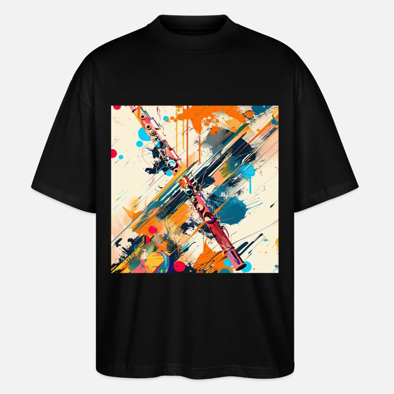 Querflöte - Stanley/Stella Oversized Unisex Bio T-Shirt Blaster 2.0 - Schwarz