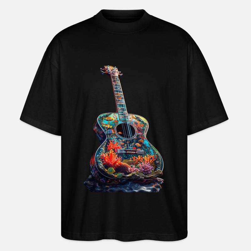Fisch Gitarre - Stanley/Stella Oversized Unisex Bio T-Shirt Blaster 2.0 - Schwarz