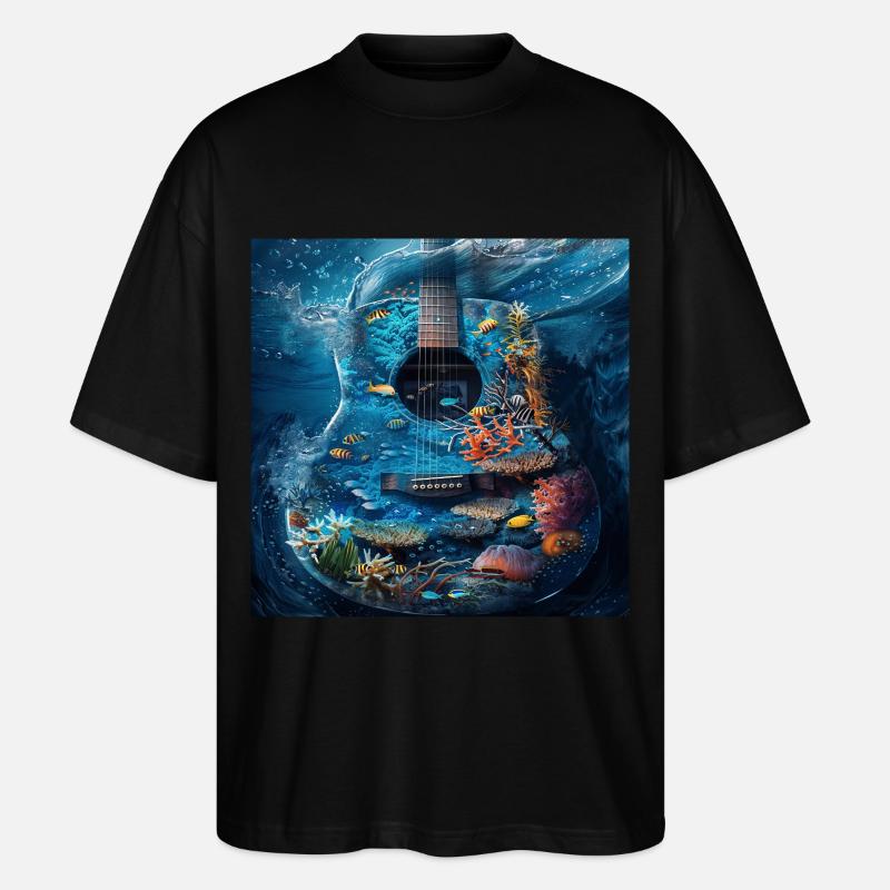 Fisch Gitarre - Stanley/Stella Oversized Unisex Bio T-Shirt Blaster 2.0 - Schwarz