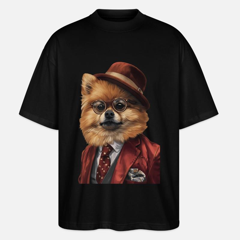 Zwergspitz - Stanley/Stella Oversized Unisex Bio T-Shirt Blaster 2.0 - Schwarz