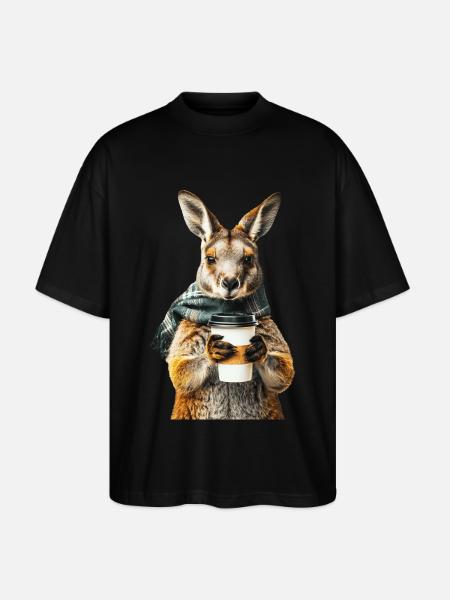Wallaby Kaffee - Stanley/Stella Oversized Unisex Bio T-Shirt Blaster 2.0 - Schwarz