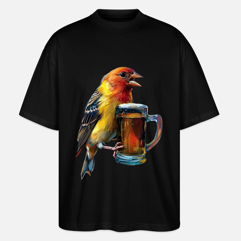 Finch Bird Bier - Stanley/Stella Oversized Unisex Bio T-Shirt Blaster 2.0 - Schwarz